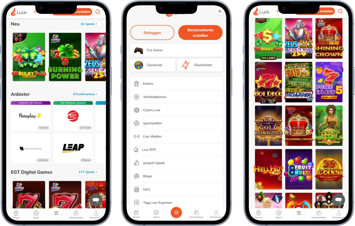 Luck Casino Native App für iOS und Android